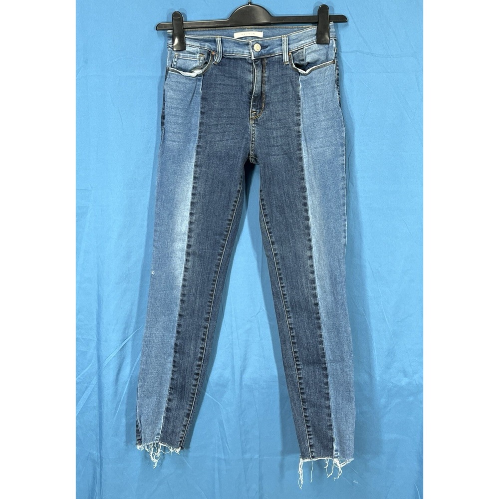 PACSUN Patchwork COLORBLOCK Blue STRETCH DENIM High-Rise JEANS/JEGGINGS Sz 26